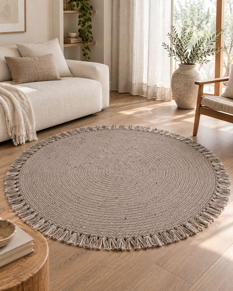 Handwoven Round Wool Blend Rug