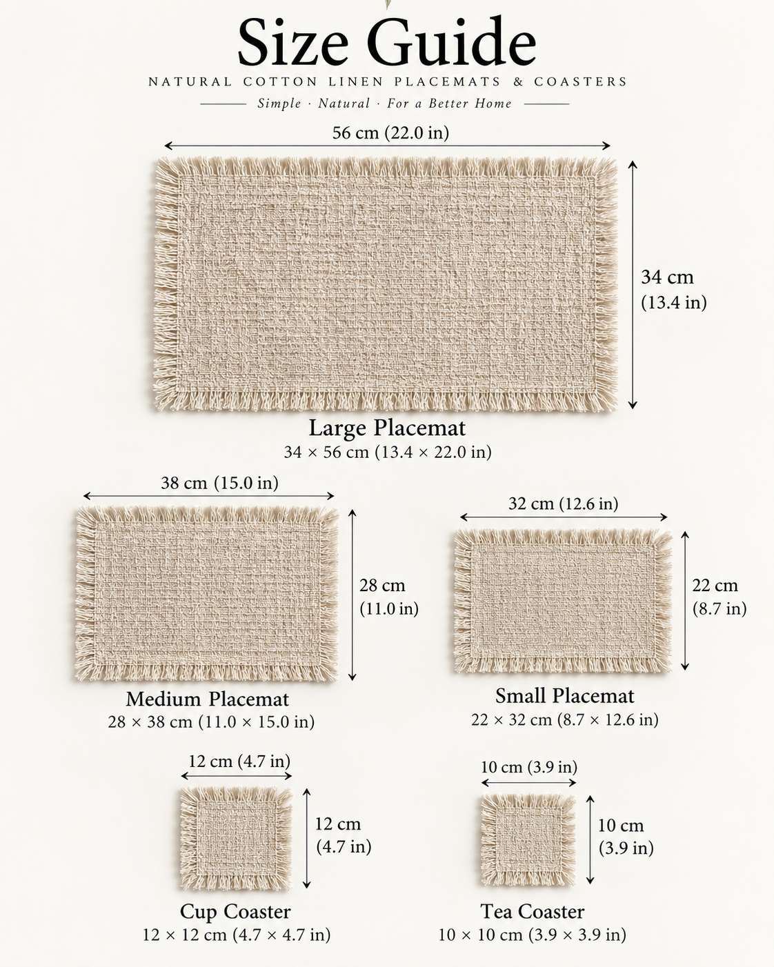 Fringed Cotton Linen Placemats & Coasters