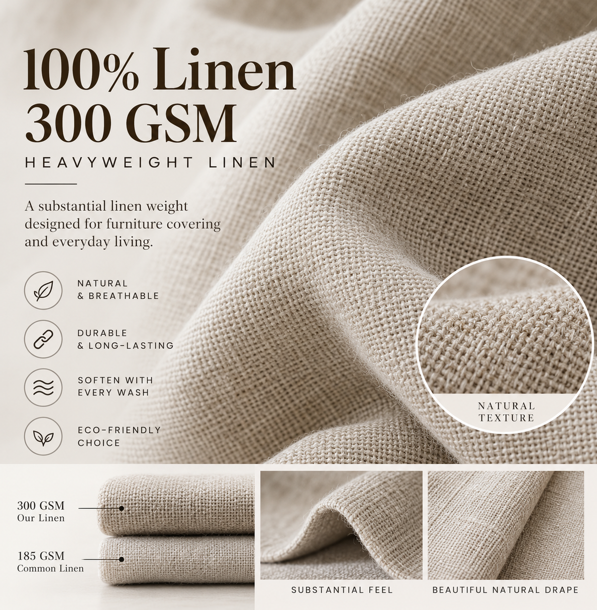 Heavyweight Linen Sofa Cover