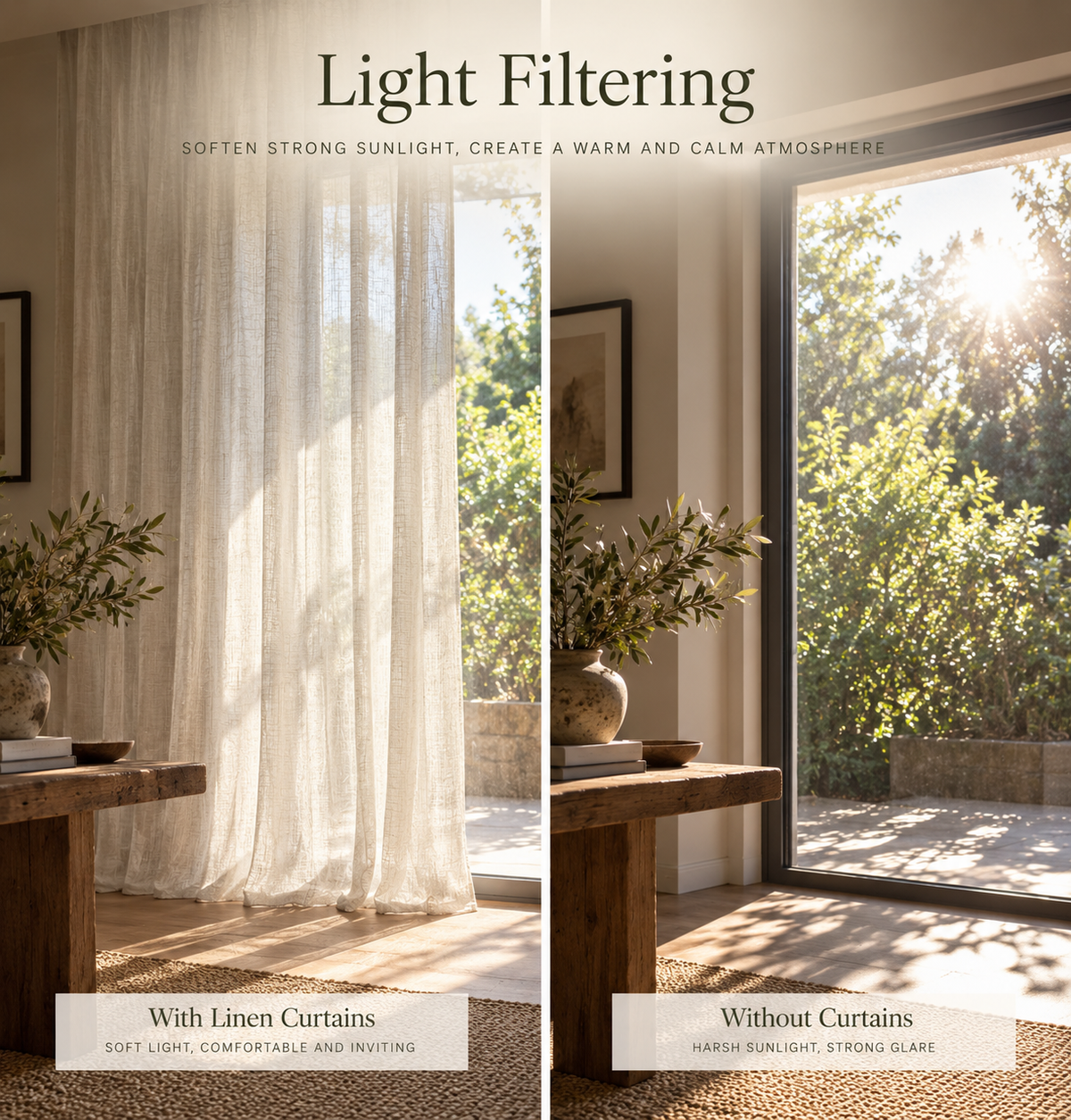 Pure Linen Light Filtering Curtain