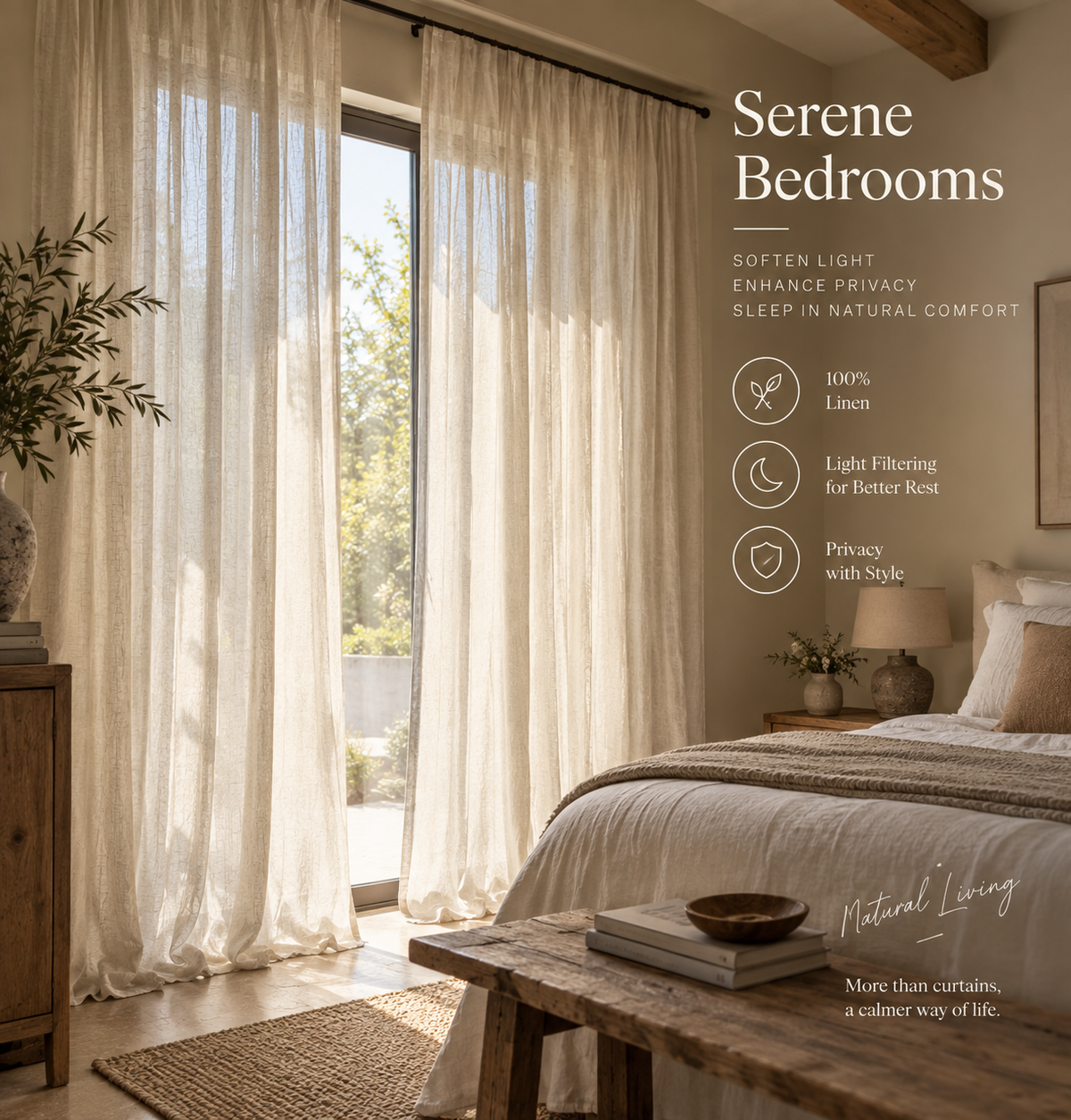 Pure Linen Light Filtering Curtain