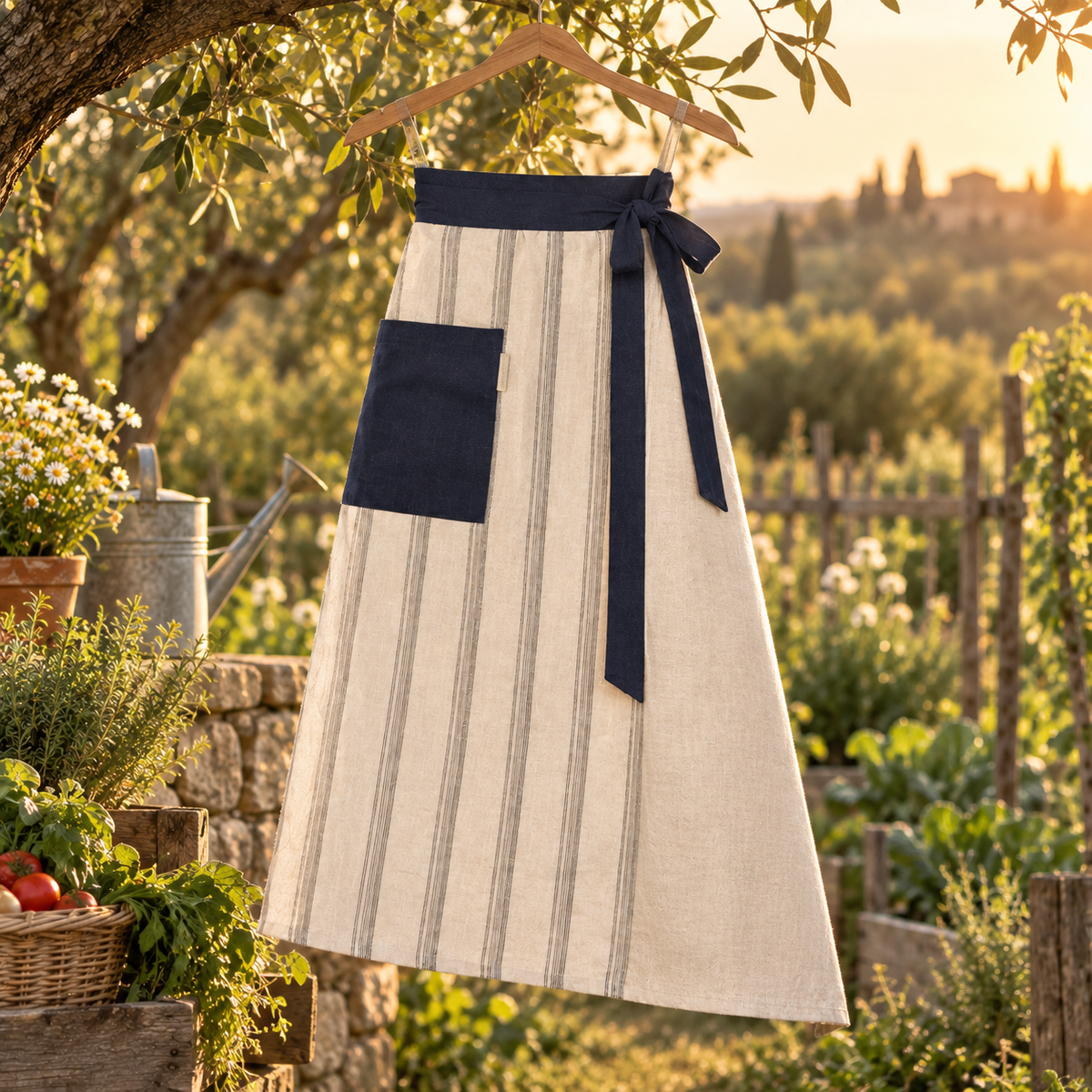 Patchwork Linen Waist Apron