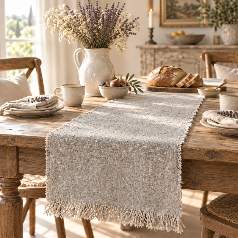Raw Edge Linen Table Runner