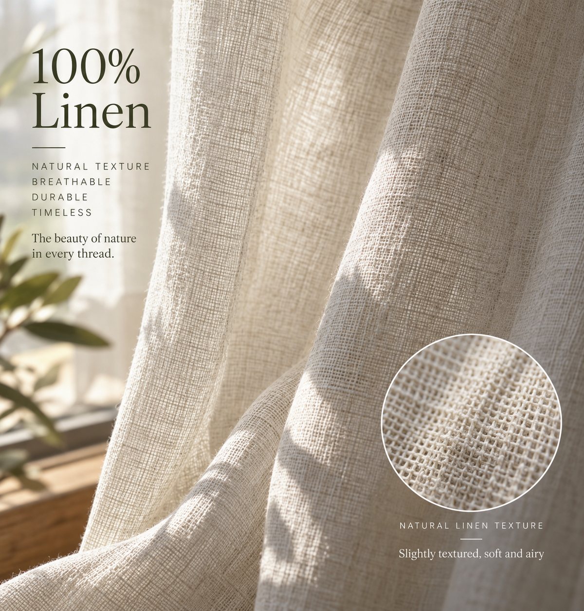 Pure Linen Light Filtering Curtain