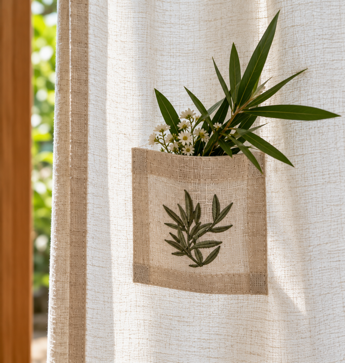 Botanical Pocket Linen Blend Curtain