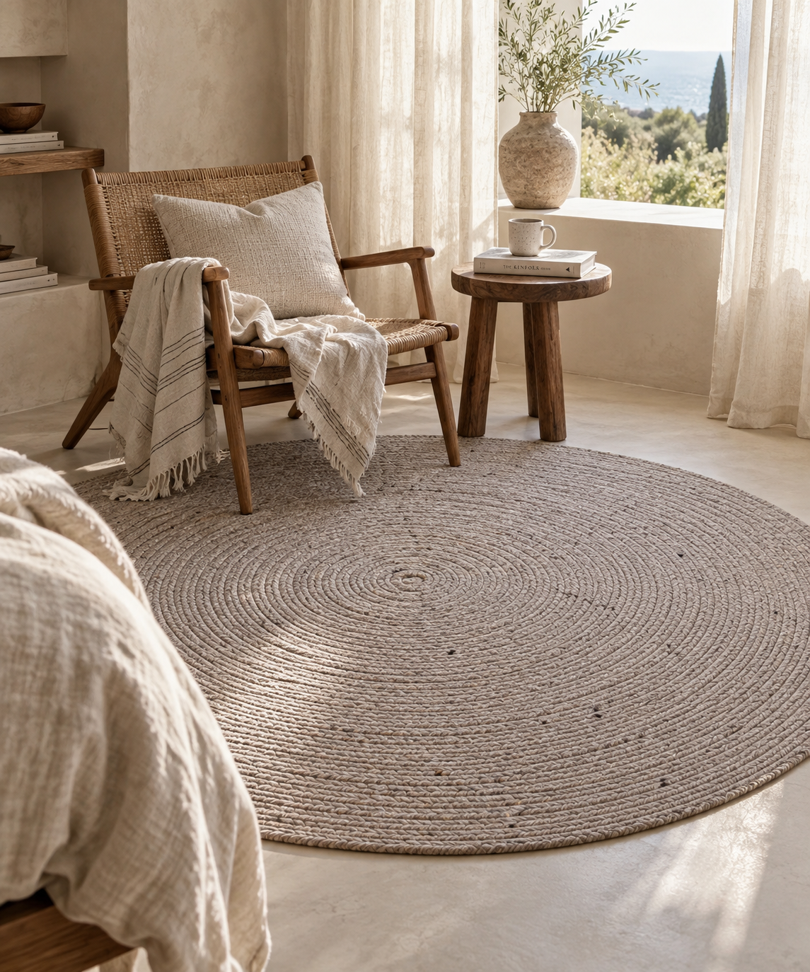 Handwoven Round Wool Blend Rug