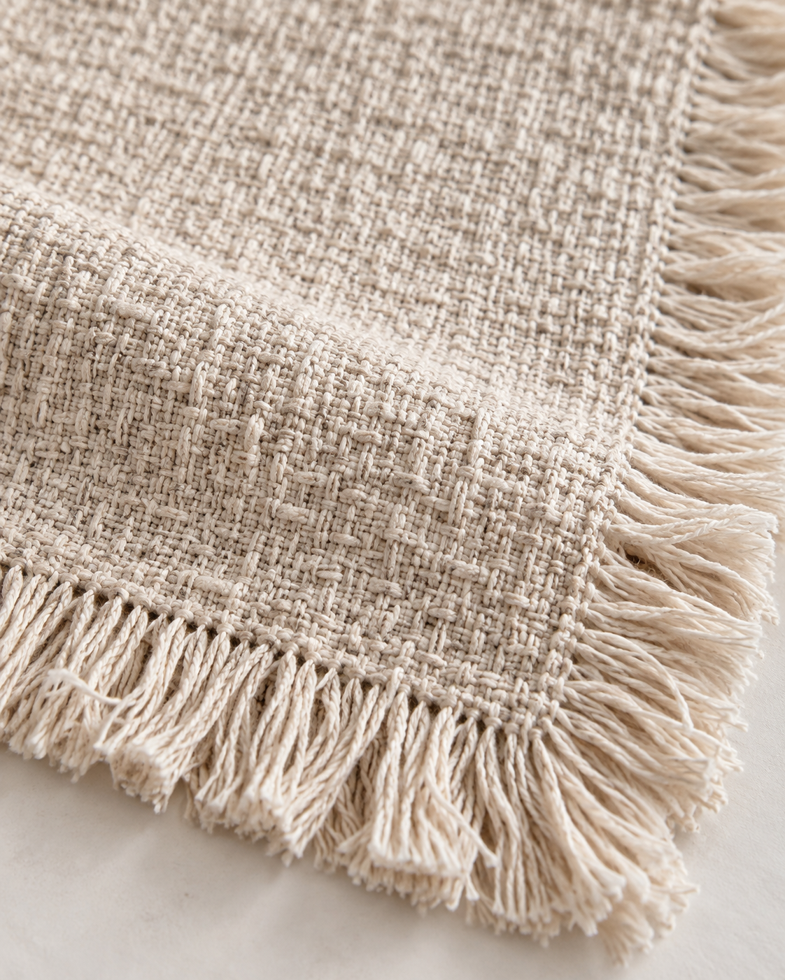 Fringed Cotton Linen Placemats & Coasters