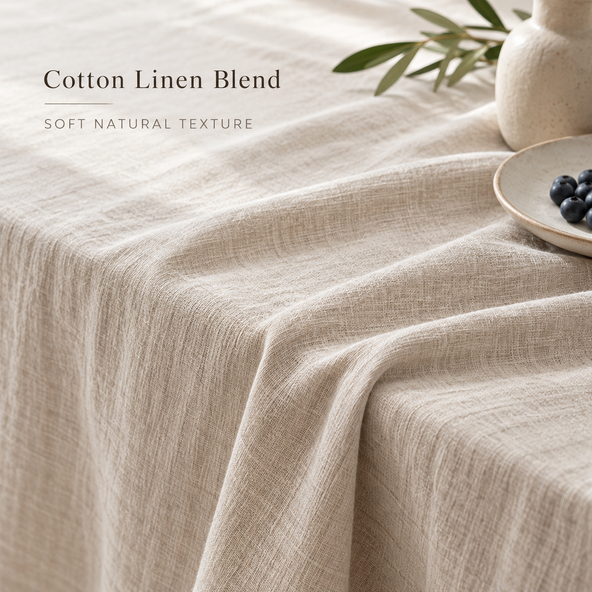 Raw Edge Cotton Linen Tablecloth