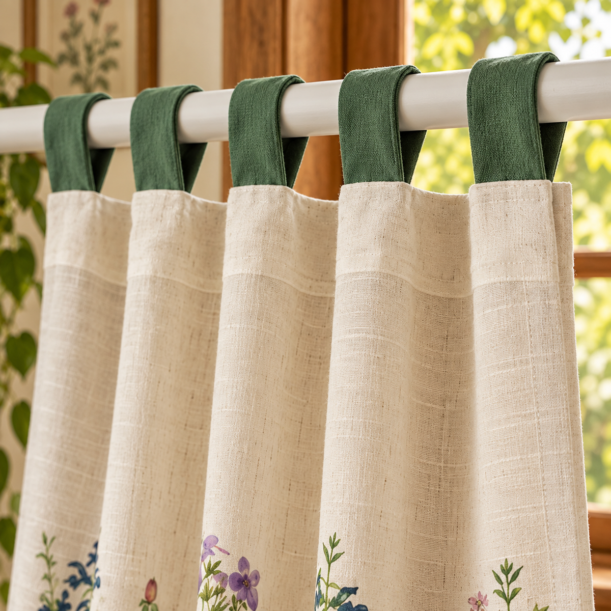 Wildflower Cotton Linen Cafe Curtain