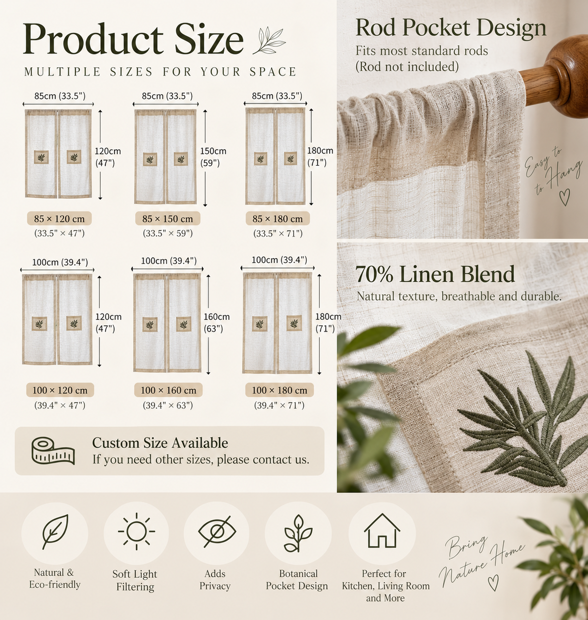 Botanical Pocket Linen Blend Curtain