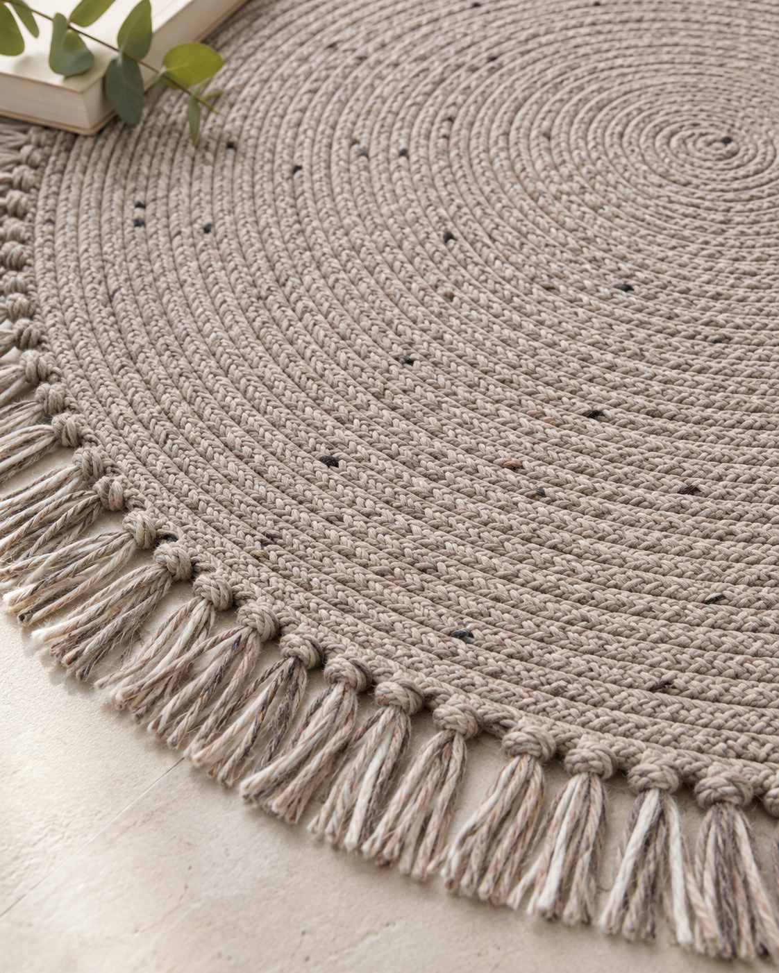 Handwoven Round Wool Blend Rug