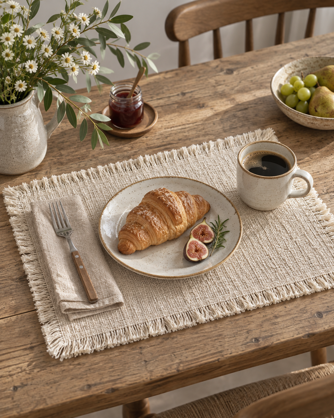 Fringed Cotton Linen Placemats & Coasters