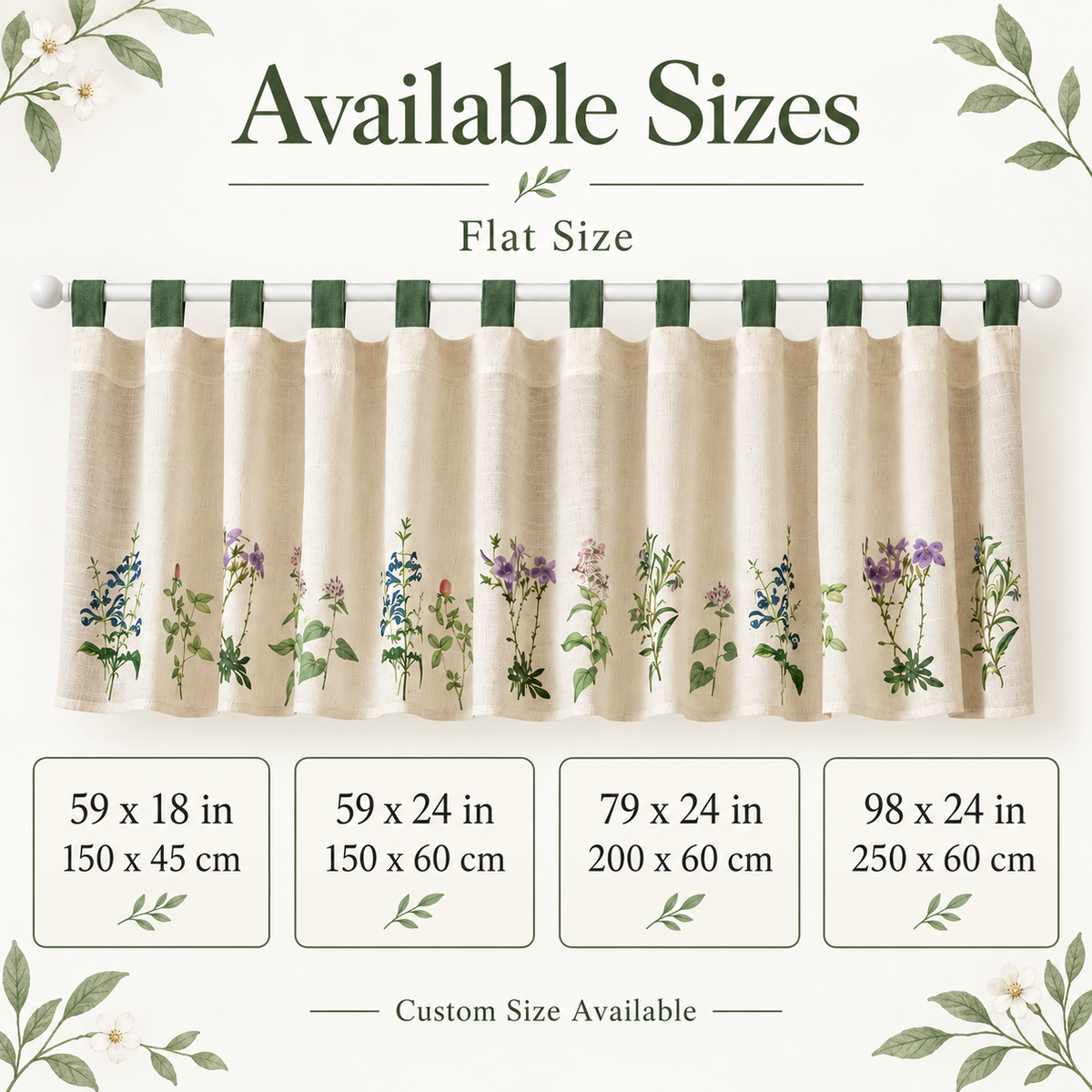 Wildflower Cotton Linen Cafe Curtain