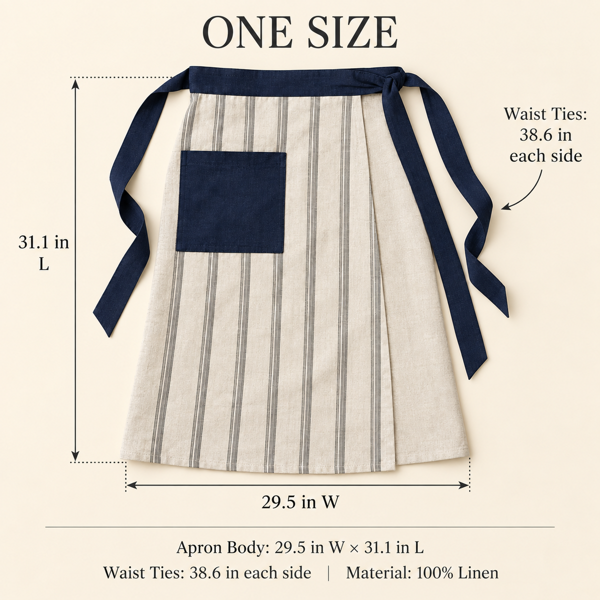 Patchwork Linen Waist Apron