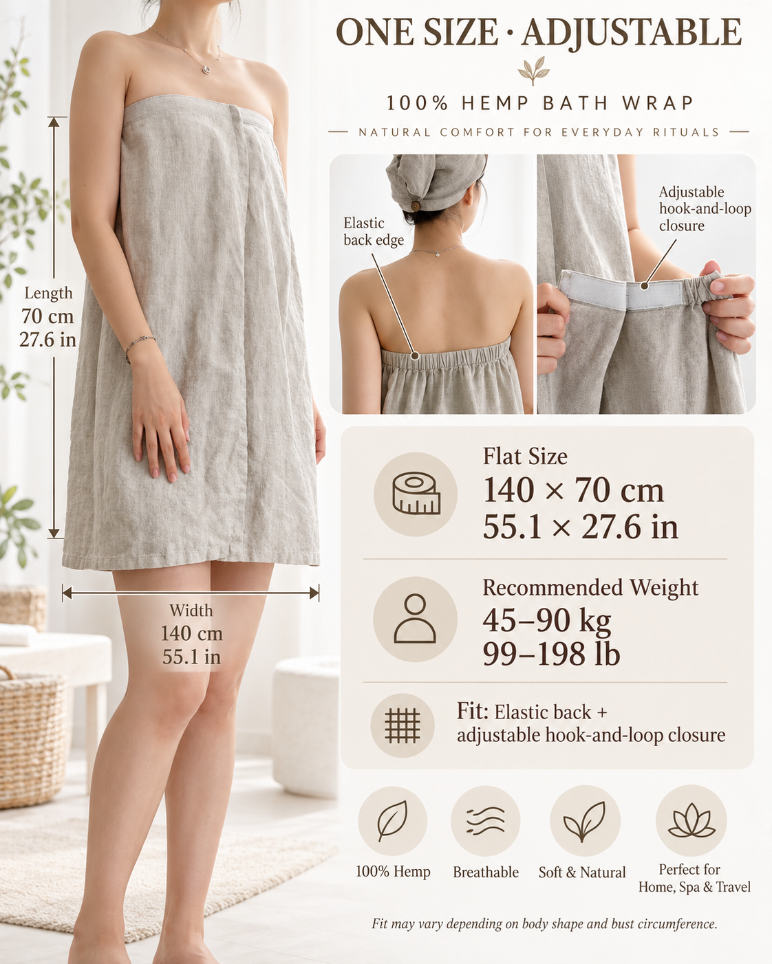 Hemp Bath Wrap & Hair Turban